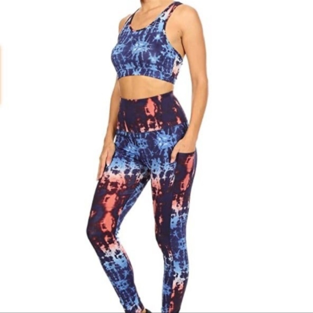 Tie Dye Leggings Crop Top Activewear XL - Picture 1 of 3